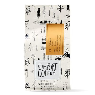 Mt. Comfort Coffee Espresso Roast, 12 Ounce - Flavor Notes of Chocolate Caramel - Roasted Whole Beans