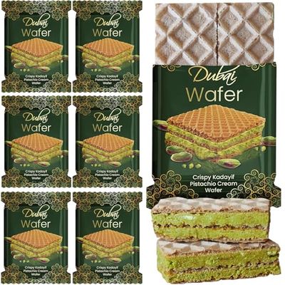 Ceres Gourmet Dubai Chocolate Pistachio Wafer, 6 Pcs Crispy Kunafa Pistachio Chocolate Wafer in Individually Pack - Gourmet Chocolate Wafers for Christmas, Thanksgiving, and All Special Occasions
