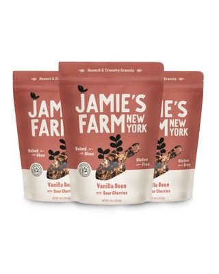 Jamie&#39;s Farm New York, Vanilla Bean Granola with Sour Cherries (3 pcs) - Gluten Free Organic Granola Mix, Low Sugar Granola Baked wGrass-fed Ghee Vanilla Granola, Gluten Free Snack - 8ozpcs