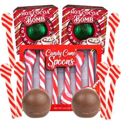 Sweetzo - Christmas Hot Chocolate Melts and Peppermint Spoons, Holiday Beverage Set, 3 Items