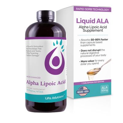 Life Solutions Liquid Alpha Lipoic Acid - 50mg ALA, More Bioavailable Than Capsules Powder - Fast-Absorbing Antioxidant Supplement - Pharmacist Formulated, Rapid-Sorb Technology - 16 fl. oz.