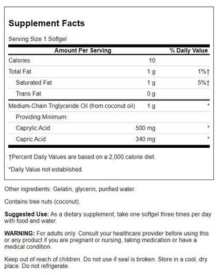 Swanson Pharmaceutical Grade Mct Pure 1000 Milligrams 90 Sgels