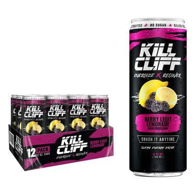 KILL CLIFF Energy Recovery Drink Electrolytes B Vitamins Natural, Clean Energy Drink Zero Sugar Keto 12 Pack (Berry Legit Lemonade)