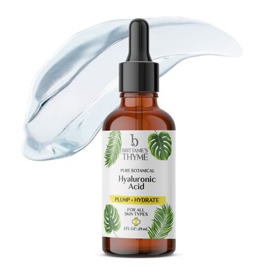 Brittanie&#39;s Thyme Pure Hyaluronic Acid Serum for Face Anti-Aging Serum for Fine Lines Wrinkles Intense Plumping and Hydration Repairs Dry Skin with Highest Concentration of Hyaluronic Acid