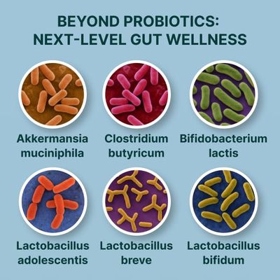 NEXT-MICROBIOME Boost Synergy Probiotic Akkermansia Muciniphila, Clostridium Butyricum HMO Ashwagandha, Supports Microbiome, Digestive Wellness Gut Health for Men Women (60 Capsules, 1-Pack)