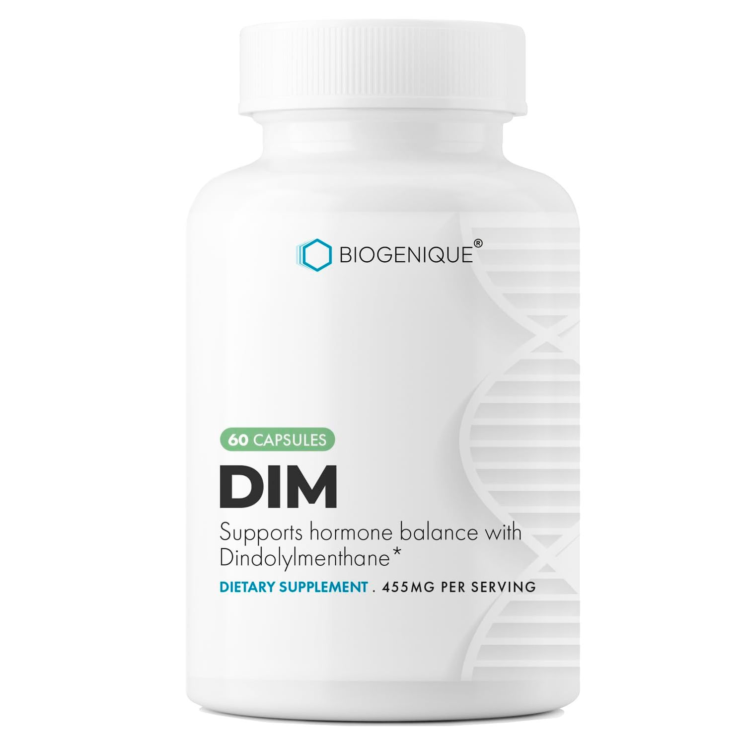 Biogenique DIM 350mg Diindolylmethane with Black Pepper Extract Hormone Balance Estrogen Blocker for Women and men60 Capsules - Made in USA - Vegan, Non-GMO, Gluten Free