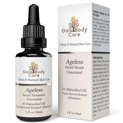 Gaia Body Care 5 Bakuchiol Oil Organic - Anti Aging, Anti Wrinkle, Reduces Fine Lines, Smooths Skin, Hydrates - Botanical Vegan - Natural Retinol Alternative Facial Oil (1oz, Unscented)