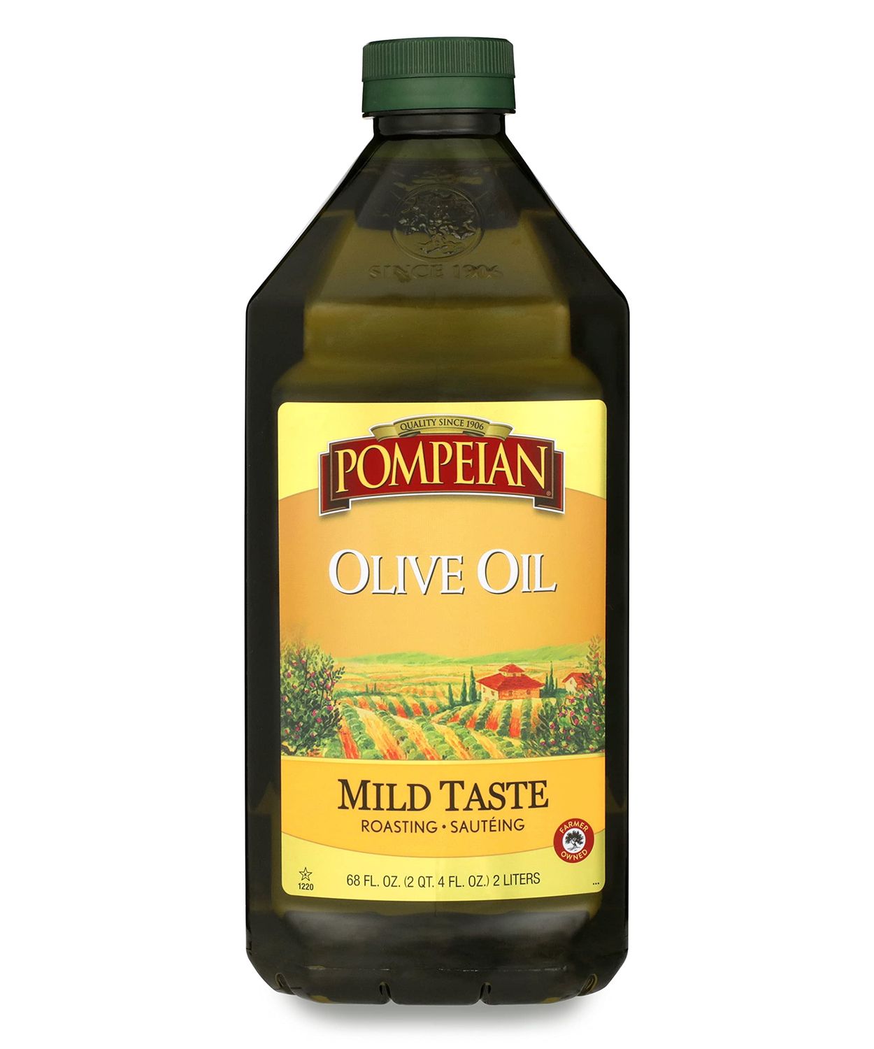 Pompeian Mild Taste Olive Oil, Perfect for Roasting Sauteing, Naturally Gluten-Free, Non-Allergenic, Non-GMO, 68 FL. OZ.