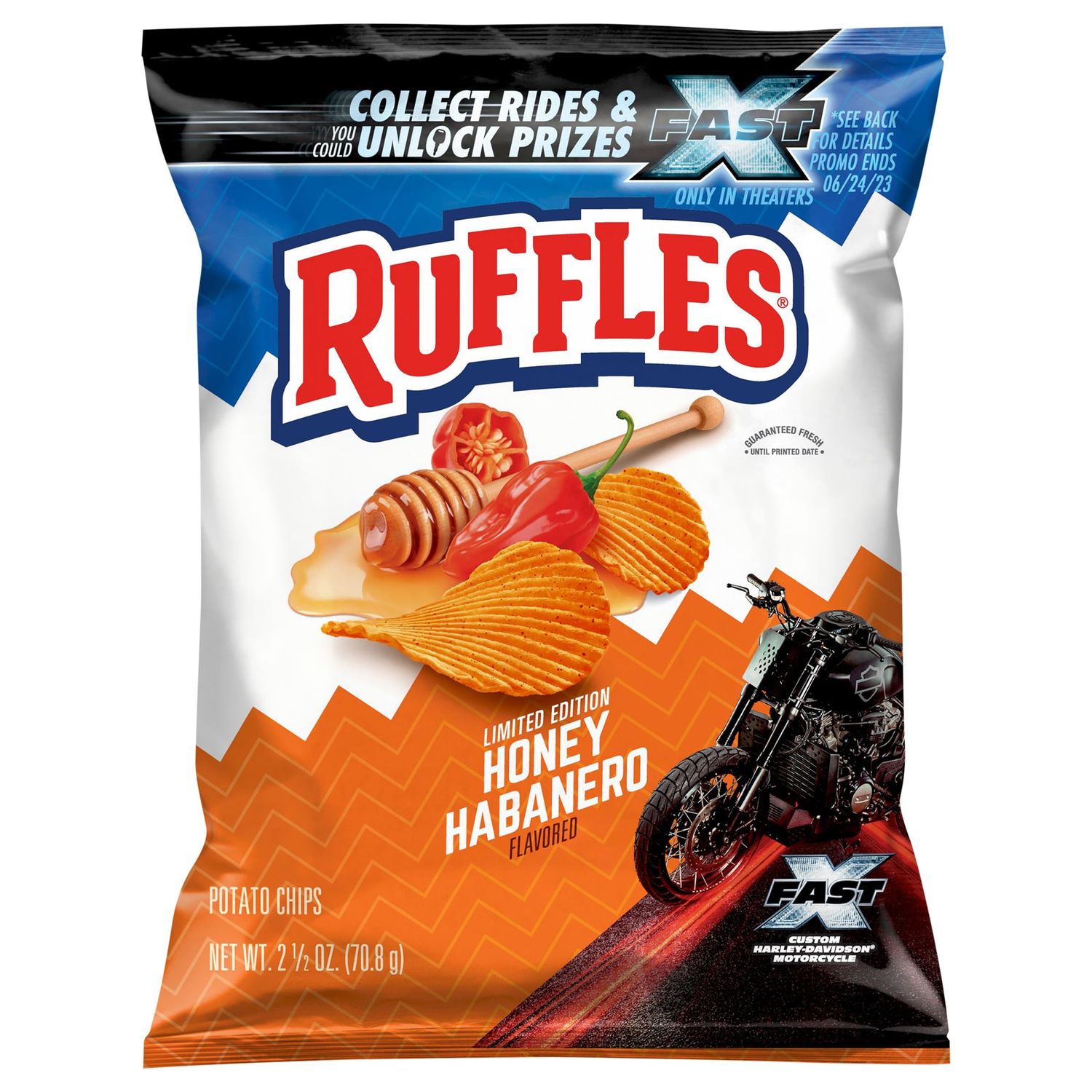 Frito Lay, Ruffles Honey Habanero Potato Chips, 2.5 Ounce