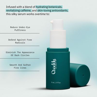 Chaddy Silky Eye Serum Hydrating Under-Eye Cream for Dark Circles, Fine Lines, Wrinkles, Puffiness, and Bags - Fragrance-Free Formula with Caffeine, Niacinamide, Peptides, and Antioxidants - 15ml