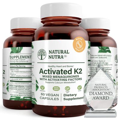Natural Nutra Full Spectrum Vitamin K2 Supplement, Support Cardiovascular Health, Helps Promotes Bone Health, Support Calcium Metabolism, Liver Function, Improve Dental Health, 75 mcg 60 Capsules