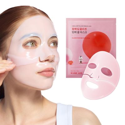 ROUND LAB Camellia Collagen Mask NET wt. 34 g1.19 Fl Oz 1ea, 30min Hydrogel Mask, Quick Hydration, FirmingPore Minimizing, For sensitive skin, Micro molecule collagen, Facial Mask