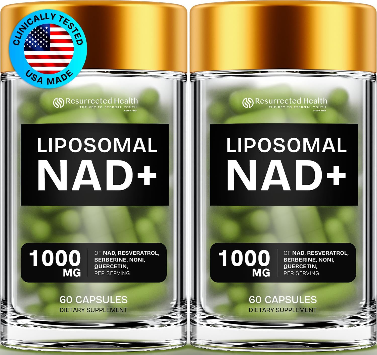 NMN Supplement Alternative - High Absorption NAD, Resveratrol, Berberine, Quercetin, Noni - Liposomal NAD Supplement for Anti Aging, Brain Support, Gut Heath - 60 Capsules (2)