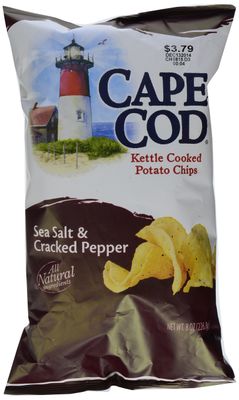 Cape Cod Potato Chips, Sea Salt Cracked Pepper Kettle Cooked Chips, 8 Oz