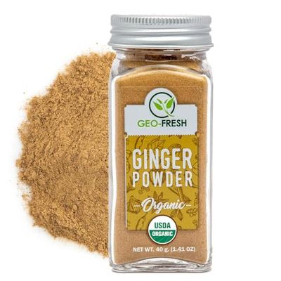 Geo-Fresh Organic Ginger Powder 1.4 oz - Ground Ginger Powder Organic Raw - USDA Certified, Non-GMO, Kosher, Gluten-Free - Premium Spice and Seasoning for Cooking Baking