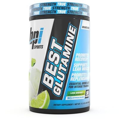 BPI Sports L Glutamine Powder - Best Glutamine Supplement for Recovery, Gut Health Immune Support - Lime Sherbet Flavor - 6 Advanced Glutamine Types Vitamin C - 50 Servings