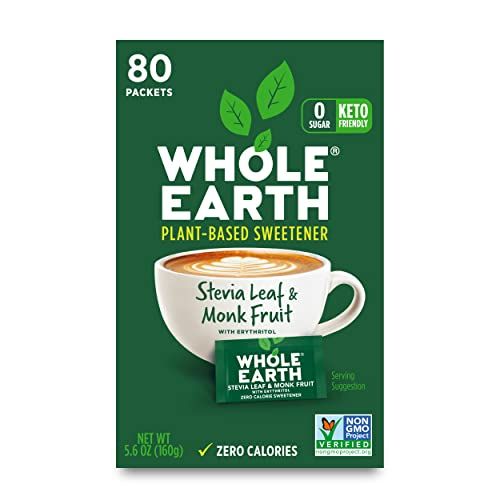 Whole Earth Sweetener Co. NATURE SWEET Stevia Monk Fruit Sweetener, Erythritol Sweetener, Sweet Leaf Stevia Packets, Sugar Substitute, Natural Sweetener, 80 Count