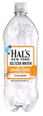 Hal&#39;s New York Seltzer Carbonated Flavored Sparkling Water, Zero Sugar, Zero Calorie, Zero Carbs, 1 Liter (Pack of 15, Orange Creme)