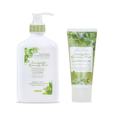 Natural Inspirations Hand Body Lotion and Hand Creme Gift Set - Eucalyptus Rosemary Mint