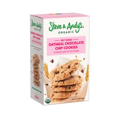 Plant-Based Oatmeal Chocolate Chip Cookies by Steve Andy s, Organic and Gluten Free Soft-Baked, Non-GMO and Kosher Certified, 5.5 oz (Pack of 1)