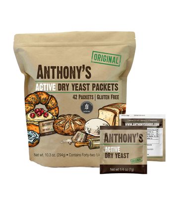 Anthony&#39;s Active Dry Yeast Packets, Contains 42 Individual Packets, Gluten Free