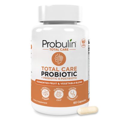 Probulin Total Care Probiotic Supplement, Daily Gut, Digestive, and Immune Health Probiotics Capsules for Men and Women, 20 Billion CFU, Vegan, 60 Count Bottle