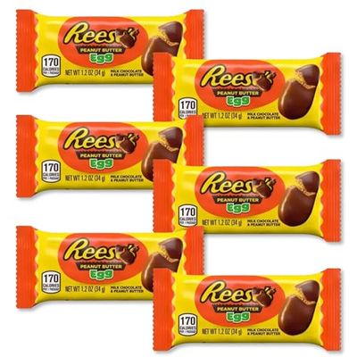 Milk Chocolate Peanut Butter Easter Snack Size Bars - 6 Bars (1.2 oz Each), Individually Wrapped, Perfect for Easter Baskets, Egg Hunts Spring Treats - 1 Pack