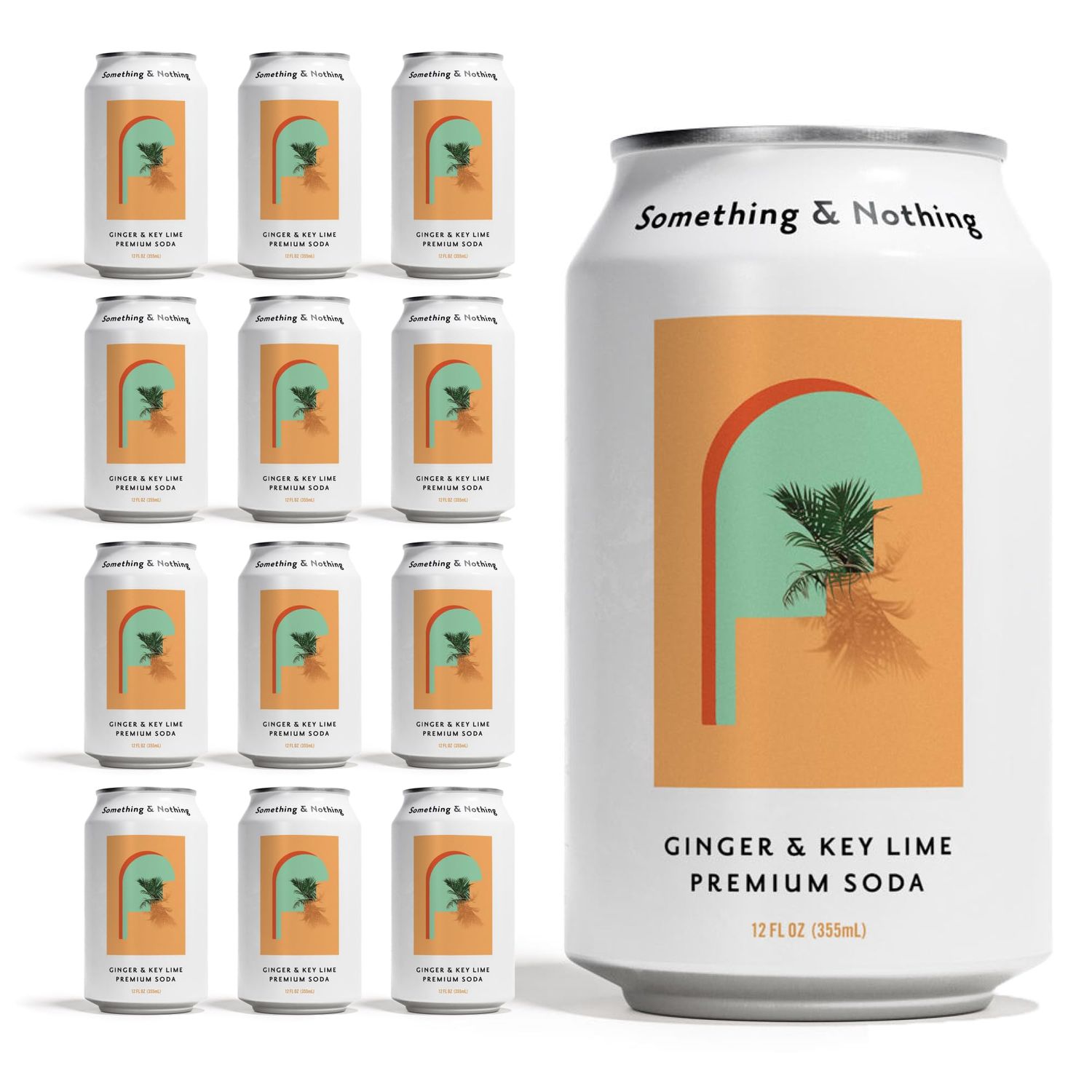 Something Nothing Flavoured Sparkling Water - Lightly Carbonated, Full Flavoured with Added Grape Lemon Juice Vegan Low Calorie Soda 355ml Cans, Pack of 12 (Ginger Key Lime)