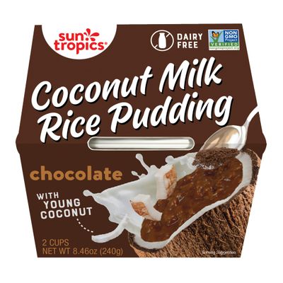 Sun Tropics Coconut Milk Rice Pudding Snack, Chocolate Vegan Pudding, Dairy Free Pudding Snacks Gluten Free, Low Sugar, Non-GMO Ready-to-Eat Pudding Cups 8.46 Oz (Pack of 6)