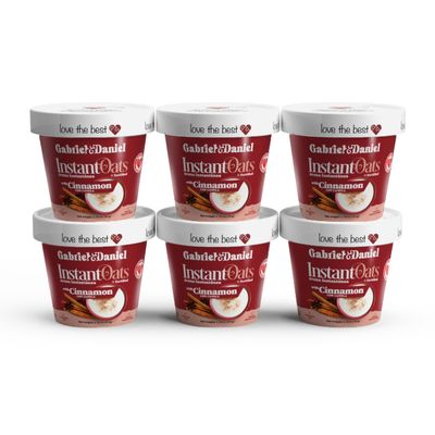 Gabriel Daniel Instant Oatmeal with Organic Ground Cinnamon - Non-GMO, Pure and Organic Gluten Free Oats - High Fiber Nutrients - Delicious, Comforting Quick Breakfast (Pack of 6)