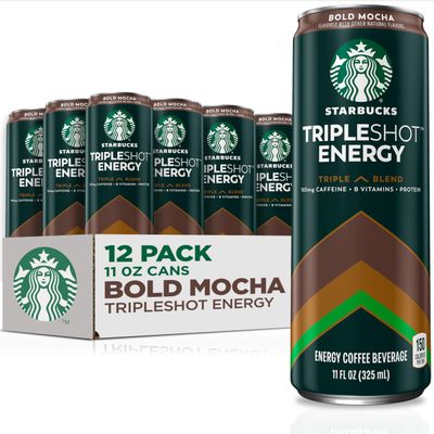 Starbucks Tripleshot Coffee Energy Drink, Bold Mocha, 11 fl oz Cans (12 Pack), Triple Blend, 165mg Caffeine, B Vitamins, Protein, Iced Coffee