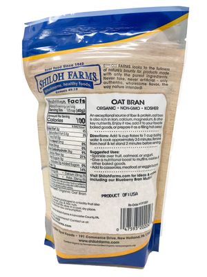 Shiloh Farms - Organic Oat Bran 12 Ounces - 2 Pack