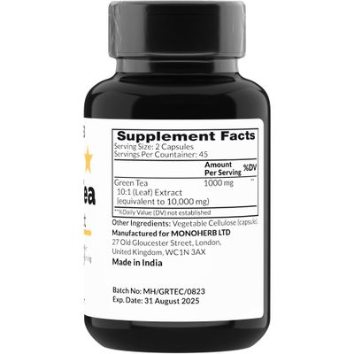 MONOHERB Green Tea Extract 1000 mg - 90 Vegetarian Capsules