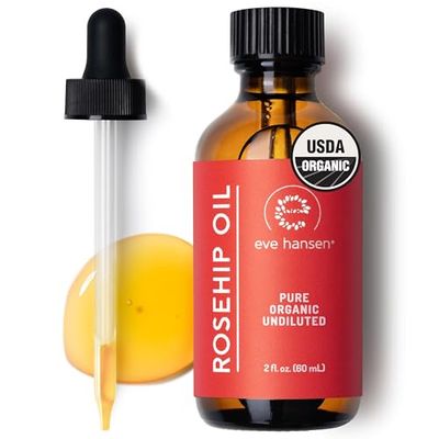 Eve Hansen Rosehip Oil for Face Skin - Organic Cold-Pressed Rosehip Seed Oil Hydrating Fast-Absorbing Moisturizer 2oz