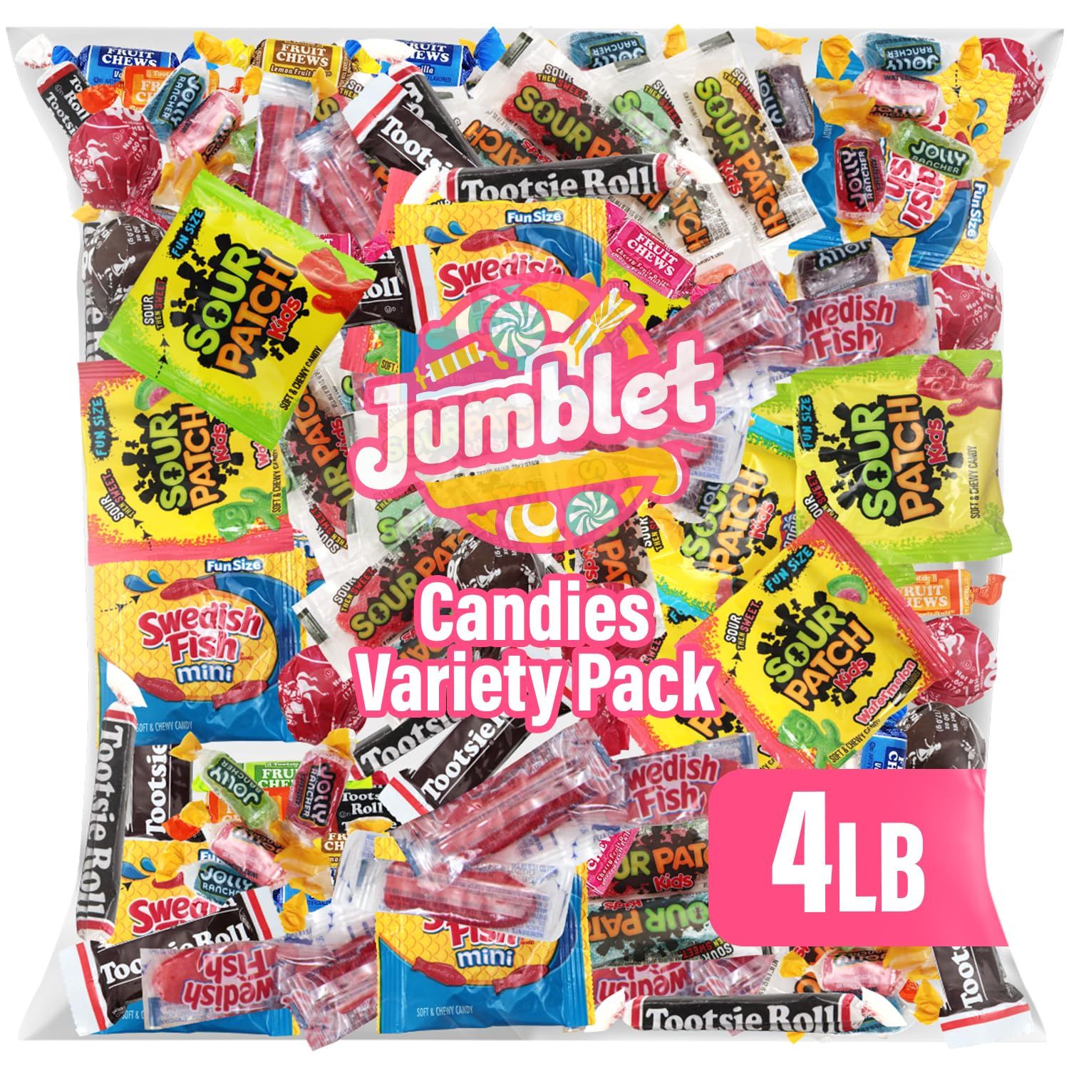 Bulk Candy Mix Variety Pack - Individually Wrapped Assorted Sweets for Party Favors, Candy Buffets, Goodie Bags, Gifting, and Office Treats (4Lb Bag)