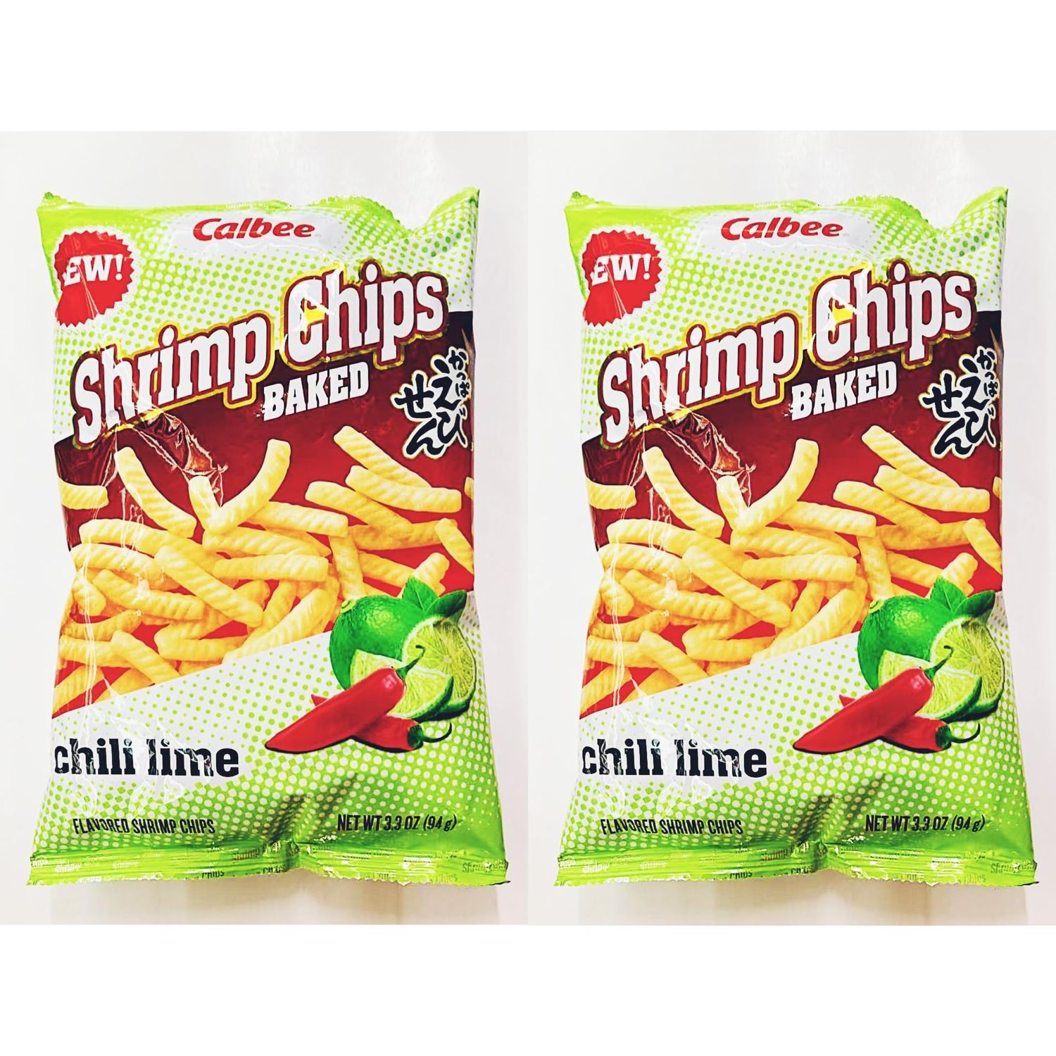 Shrimp Chips, Chili Lime Flavor, Baked, 3.3 oz,2 Pack