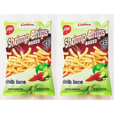 Shrimp Chips, Chili Lime Flavor, Baked, 3.3 oz,2 Pack
