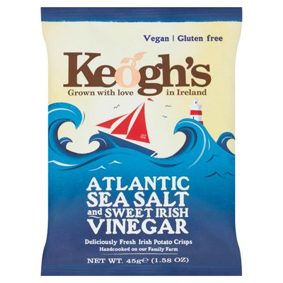 Keogh&#39;s Atlantic Sea Salt And Sweet Irish Vinegar Potato Crisps 45G (1.58oz), Pack of 3