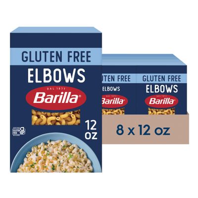 BARILLA Gluten Free Elbows Pasta, 12 Ounce (Pack of 8) - Non-GMO Gluten Free Pasta Made with Blend of Corn Rice - Vegan Pasta