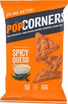 Popcorners Spicy Queso Corn Chips, 7 Oz, 12 Ct