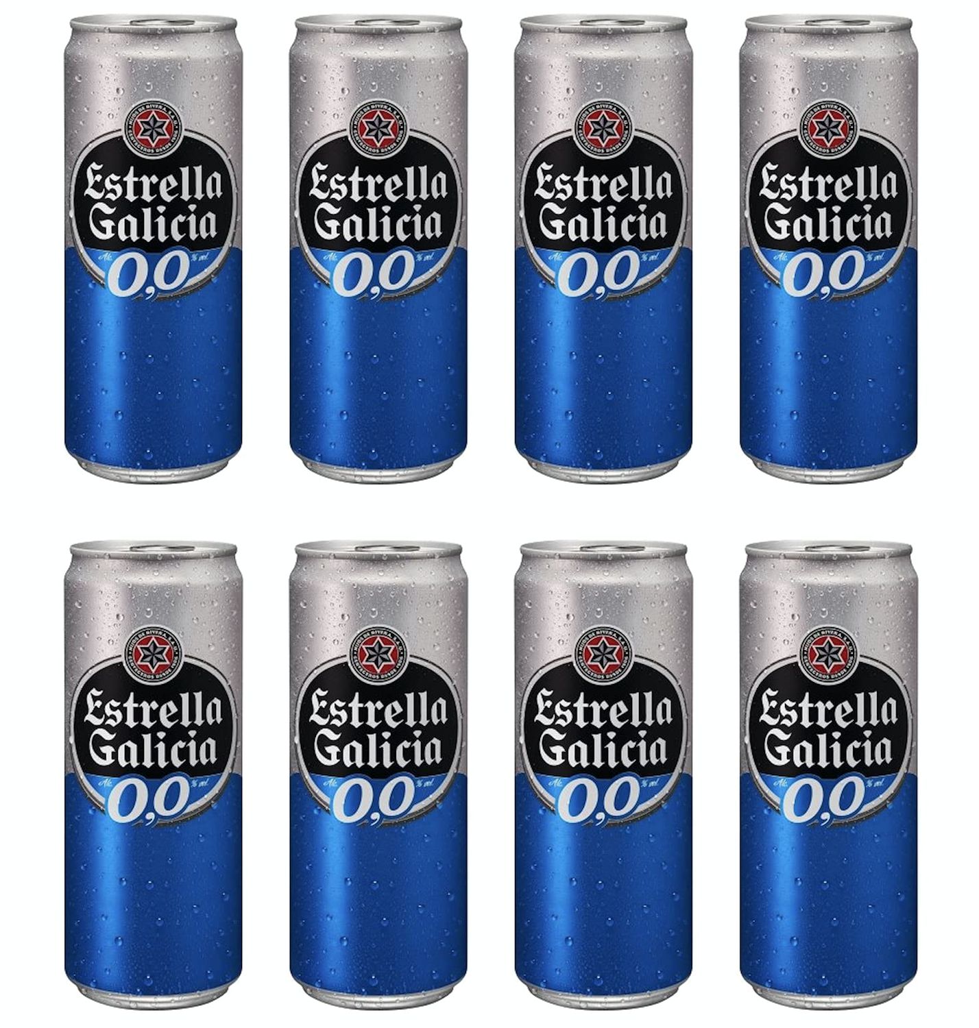 [Pack of 8] Estrella Galicia 0.0 NA Non Alcoholic Beer Cans, Water from A Coru a - 16.9 Fl Oz