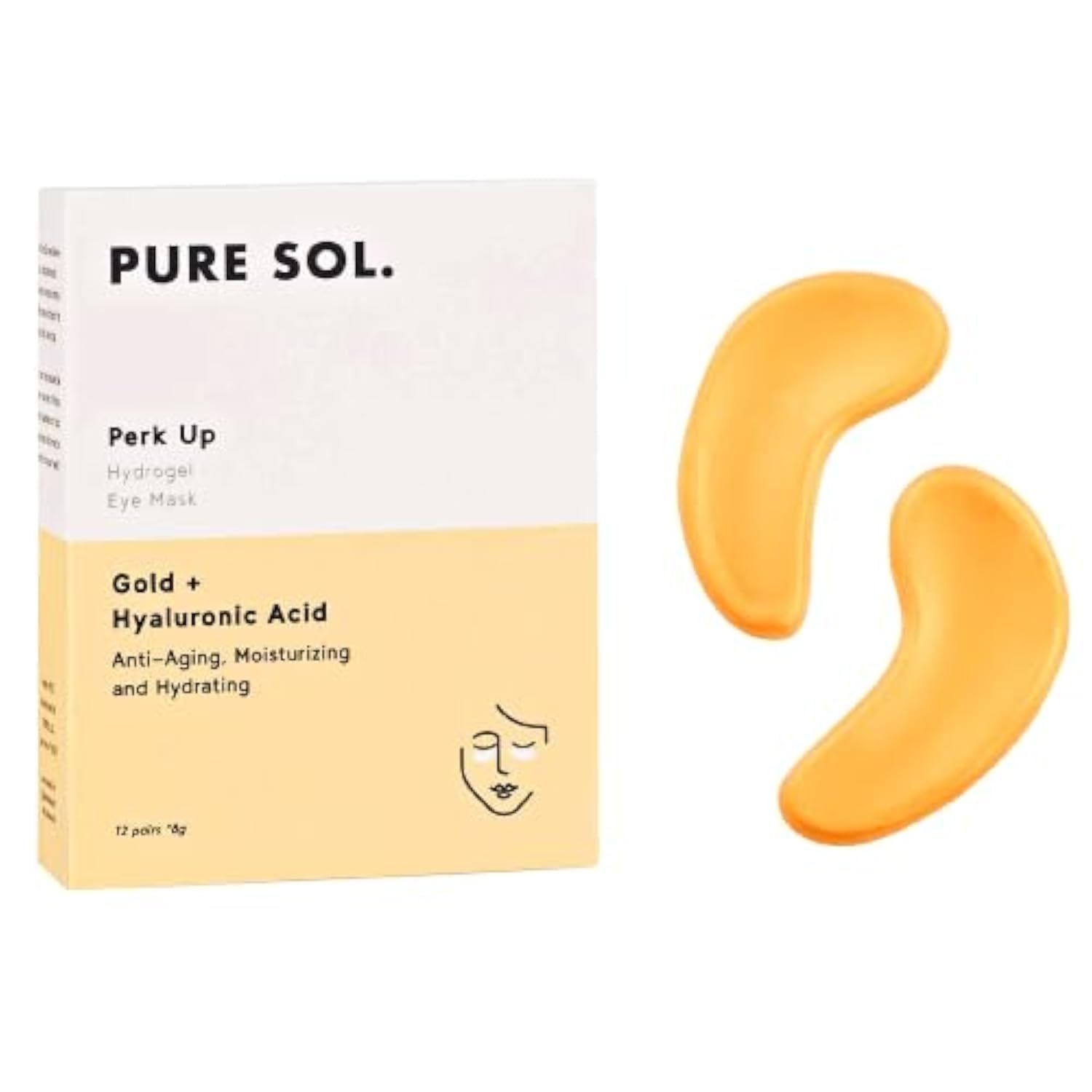 PURE SOL Hydrogel Gold Under Eye Mask - Hyaluronic Acid, Retinol - Anti-aging, Moisturizing and Hydrating - 12 Pairs Eye Patches for Puffy eyes, Dark Circles - Gifts for Women. Gifts for Mom