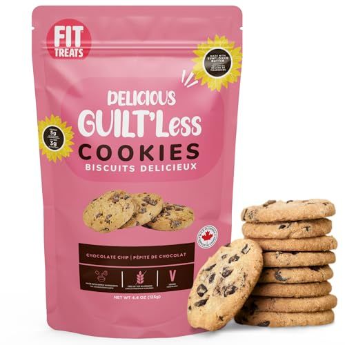 Fit Treats Crunchy Guilt Less Chocolate Chip Cookies with Sunflower Seed Flour Butter Fresh Cookies Are Gluten-Free, Nut-Free, Vegan Allergen-Free Snack for Kids Source of Protein, Pack of 1 125g