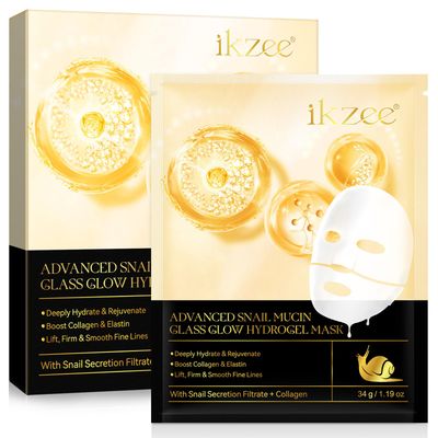 Snail Mucin Mask - Collagen Face Mask, Hydrating Mask Sheet with Hyaluronic Acid, Anti Wrinkle Anti Aging Deep Moisturizing Natural Snail Mucin Serum Daily Treatment for Dry, Sensitive Skin (4 PCS)