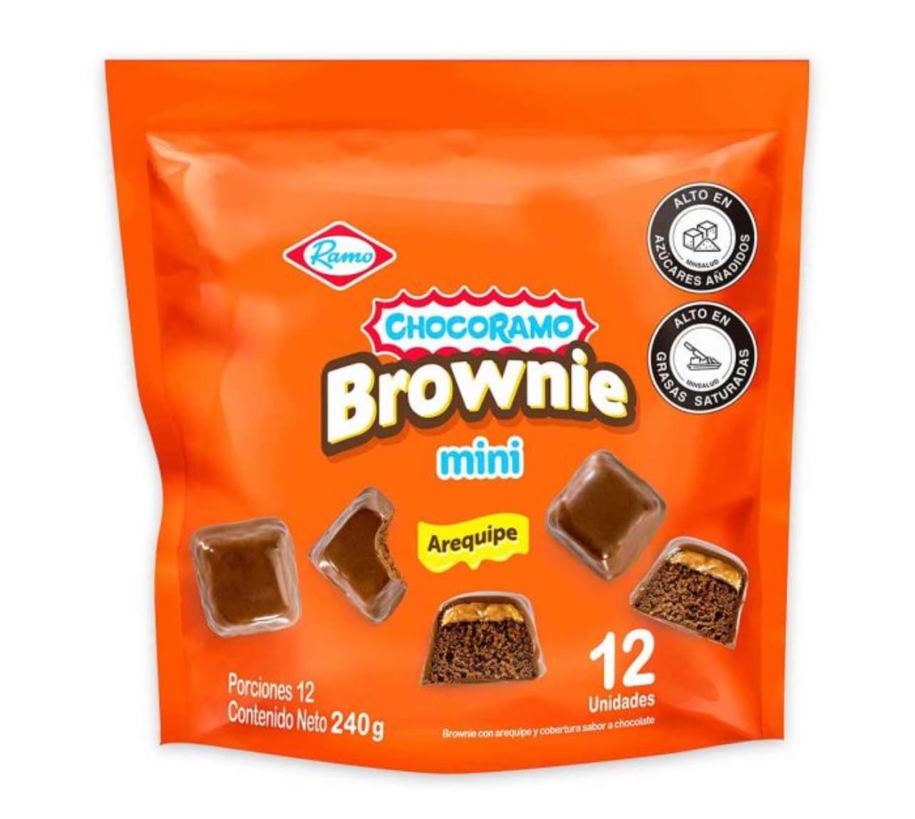 Chocoramo Mini -Choco Caramel Brownies - 12 units - 240g - Caramel and Chocolate Flavor Coating Brownies
