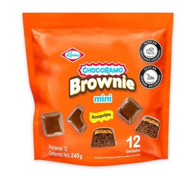 Chocoramo Mini -Choco Caramel Brownies - 12 units - 240g - Caramel and Chocolate Flavor Coating Brownies