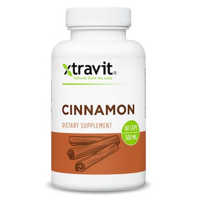 Xtravit Cinnamon Bark Supplement - Natural Energy, Metabolism, Digestive Support for Men Women - Promotes Collagen for Healthy Hair, Skin Nails - Non-GMO, Gluten-Free, No Fillers, 60 Capsules