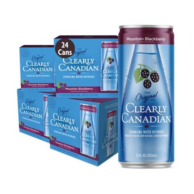 Clearly Canadian Mountain Blackberry Cans Sparkling Water, 24-Pack (Regular Zero) - Assorted Flavors Variety Packs - Refreshingly Pure and Naturally Flavored Carbonated Drink