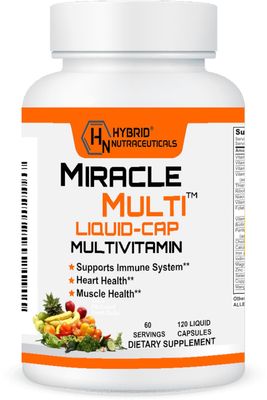 MiracleMulti Liquid Multivitamin Capsules for Men Women - Complete Whole Food Blend Daily Vitamin Mineral Supplement with CoQ10, B12, 42 Superfood Enzyme - 120 Softgels