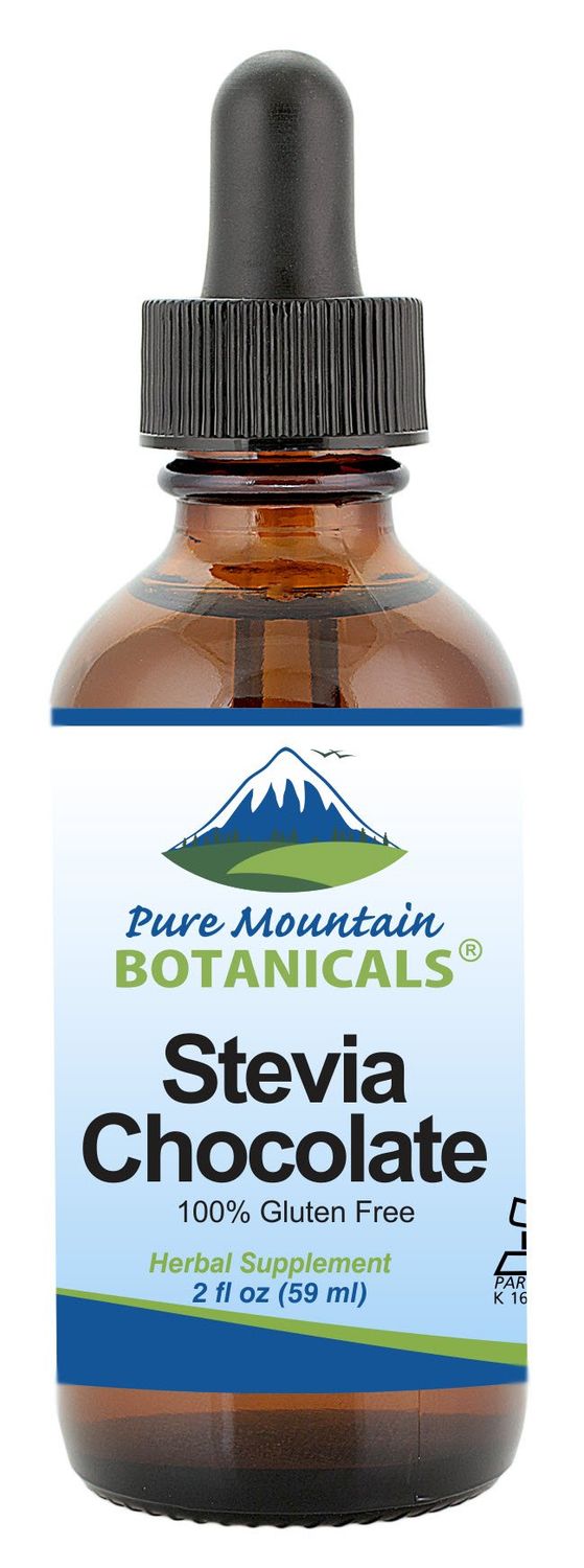 Chocolate Stevia Liquid Drops Flavored with Natural Sweet Dark Chocolate Alcohol Free and Kosher 2oz Glass Bottle